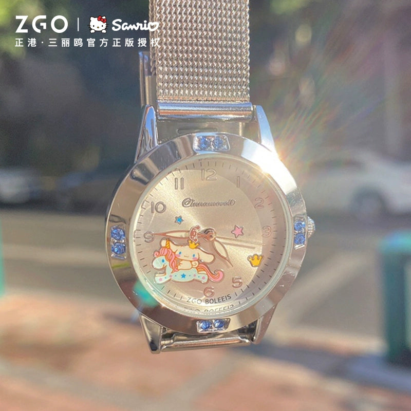 Cinnamoroll/Hello Kitty Crystal Quartz Watch Stainless Steel 30M Waterproof