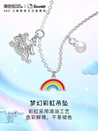 Cinnamoroll Rainbow Unicorn Pearl 925 Sterling Silver Necklace