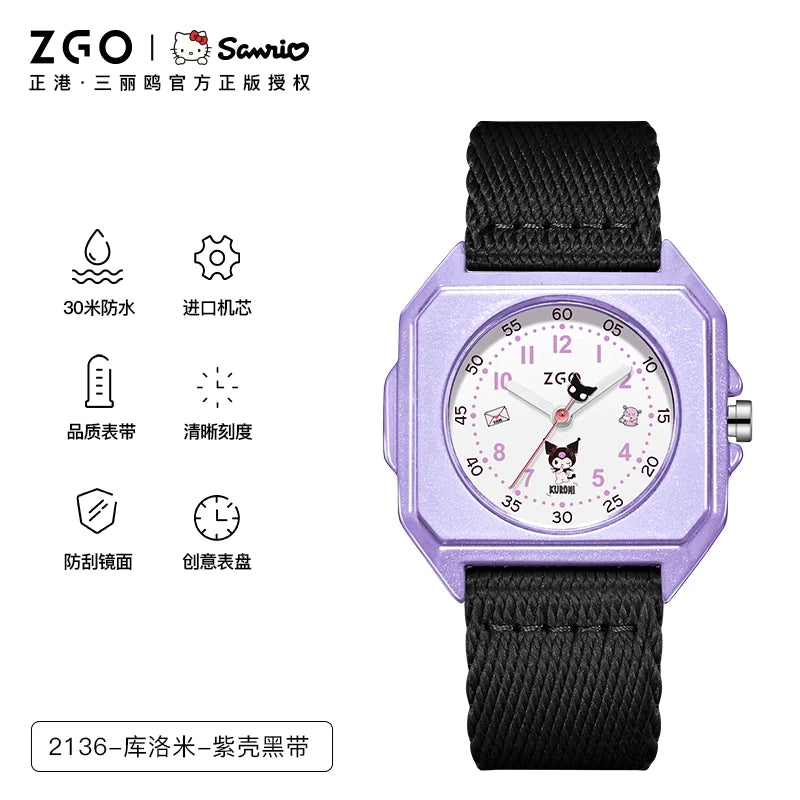 Kuromi Purple Stainless Steel Quartz Watch 30M Waterproof