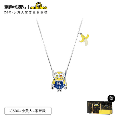 Minions Suspender Pants 925 Sterling Silver Necklace