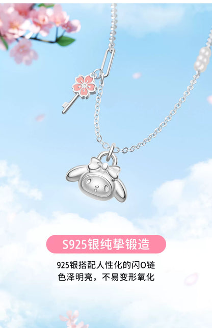 My Melody Sakura Key 925 Sterling Silver Pearl Necklace