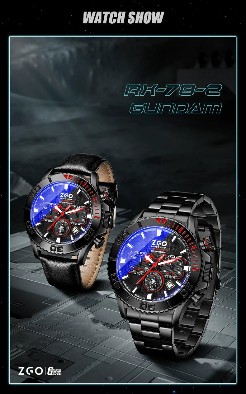 RX-78-2 Gundam Stainless Steel Mechanical Sports Watch Waterproof Glow in the Dark