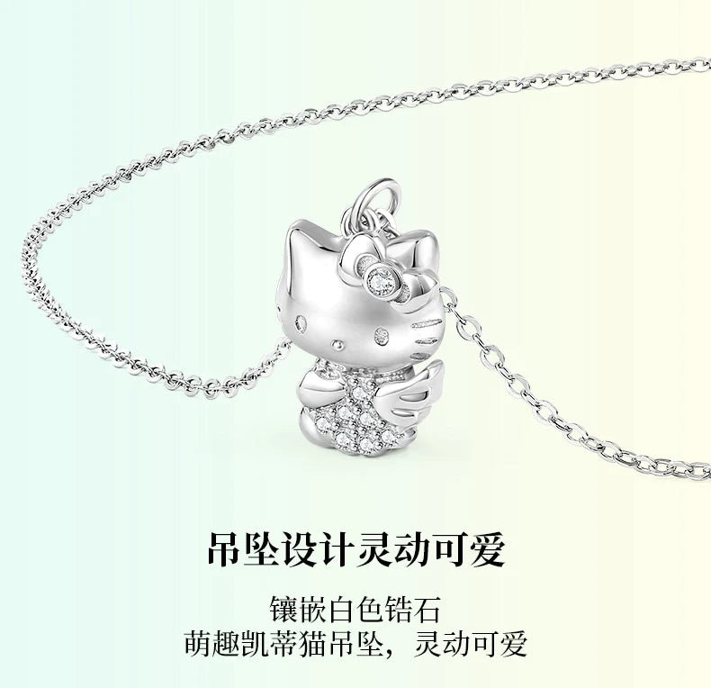 Hello Kitty Angel Flower 925 Sterling Silver Necklace