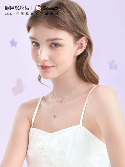 Kuromi Butterfly Double Chain 925 Sterling Silver Necklace