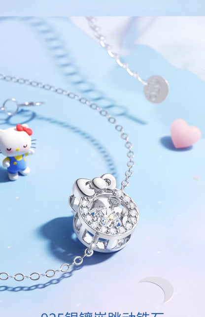 Hello Kitty Beating Heart Zircon 925 Sterling Silver Bracelet