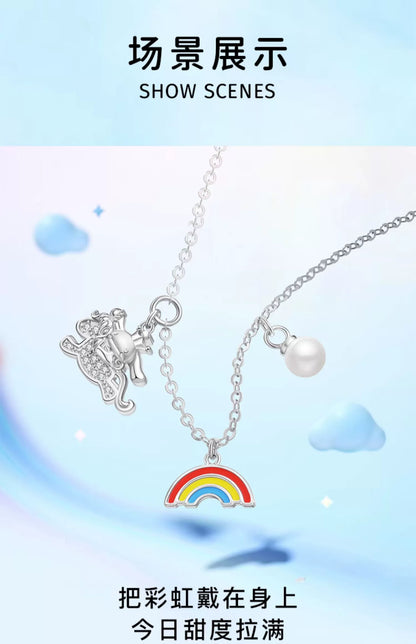 Cinnamoroll Rainbow Unicorn Pearl 925 Sterling Silver Necklace