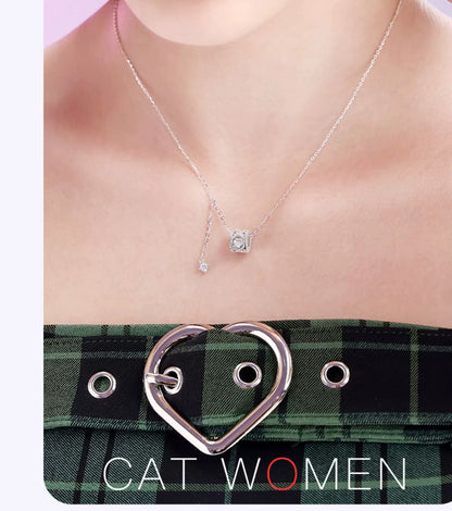 Catwoman Heart Zircon 925 Sterling Silver Necklace