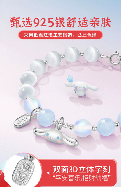 Cinnamoroll Aquamerine Moonstone 925 Sterling Silver Bracelet