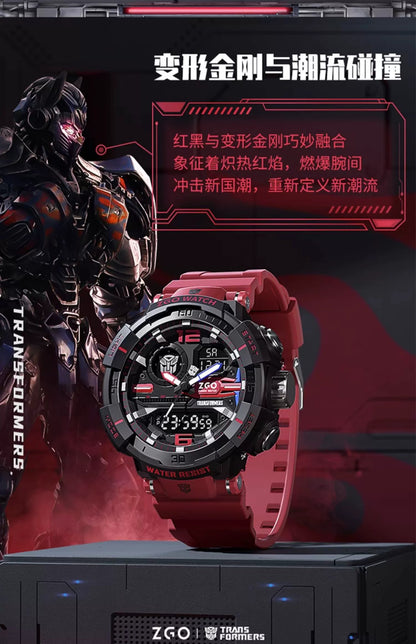 Transformers Red & Black Sports Watch 50M Waterproof Glow in the Dark