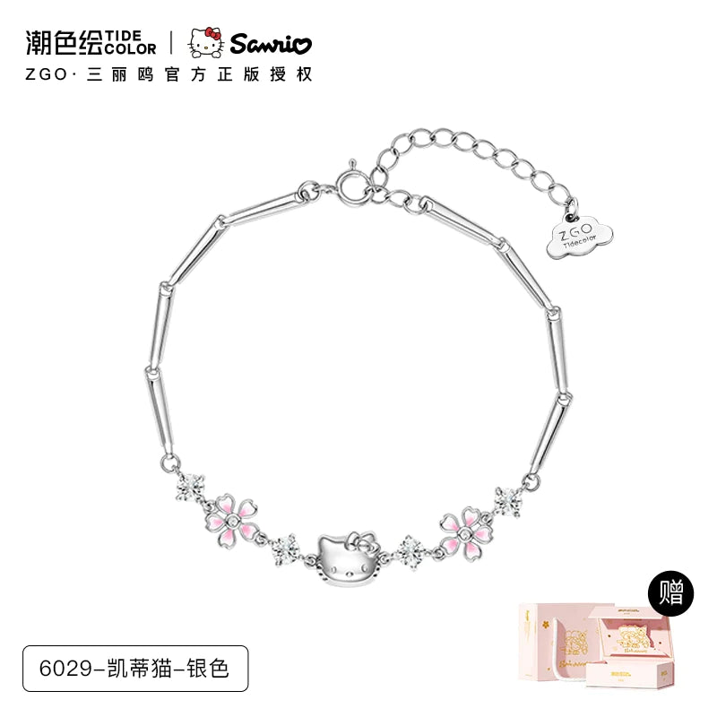 Hello Kitty Sakura Zircon 925 Sterling Silver Bracelet