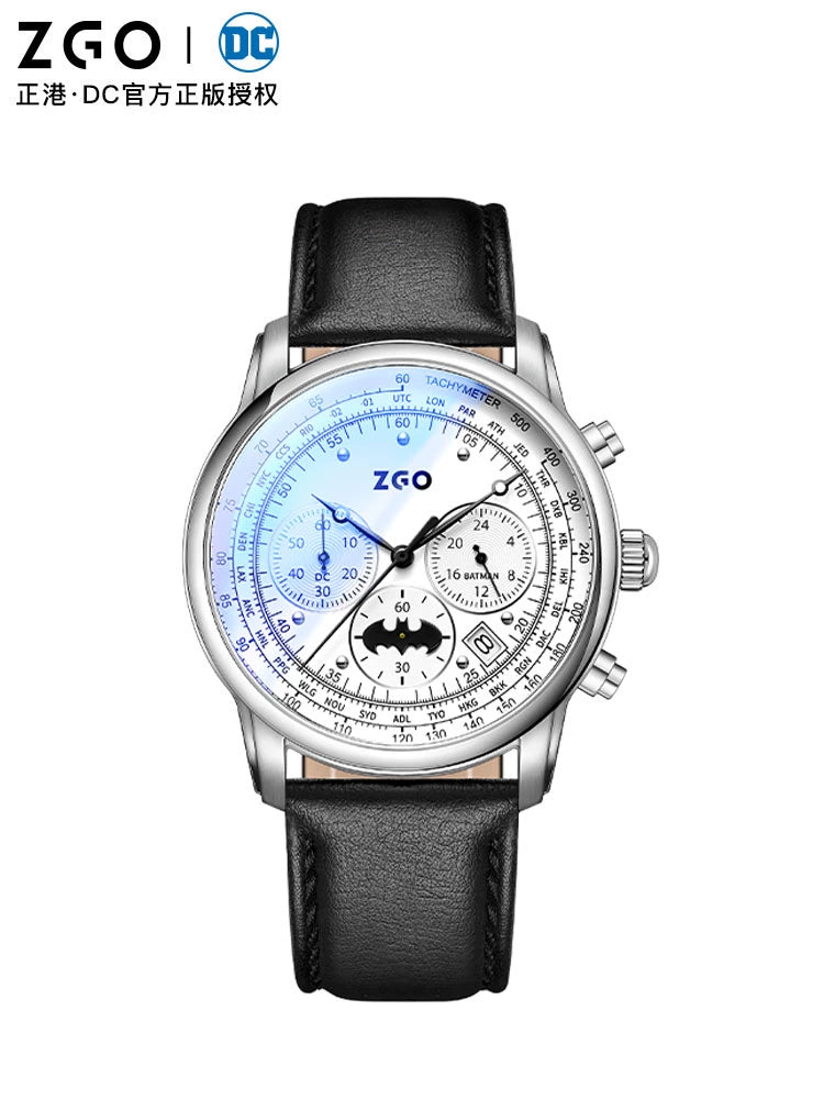 Batman Stainless Steel Men's Quartz Watch Leather Strap 50M Waterproof Glow in the Dark