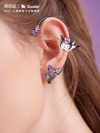 Kuromi Butterfly Ear Hooks Copper Earrings