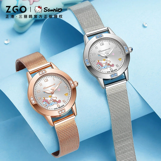 Cinnamoroll/Hello Kitty Crystal Quartz Watch Stainless Steel 30M Waterproof