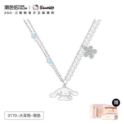 Cinnamoroll 925 Pearl Flower 925 Sterling Silver Necklace