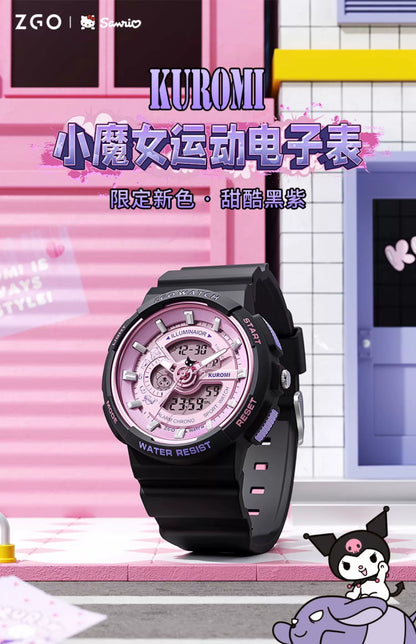 Kuromi Black Purple Sports Watch 50 Meter Waterproof Glow in the Dark