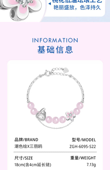 My Melody Peach Blossom Roze Quartz 925 Sterling Silver Bracelet