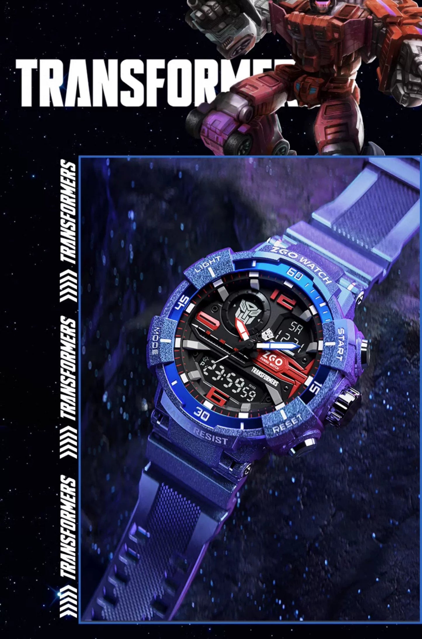 Transformers Men's Sports Electric Watch 50M Waterproof Glow in the Dark