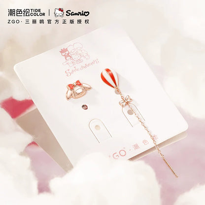 My Melody Hot Air Balloon Asymmetrical 925 Sterling Silver Earrings