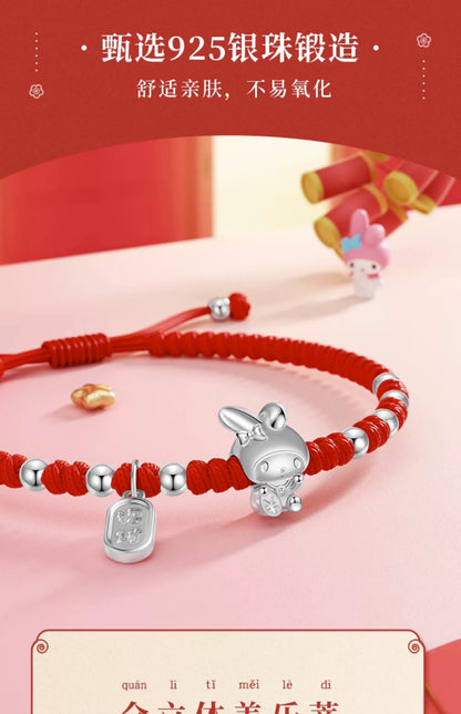 My Melody Fortune & Peace 925 Sterling Silver Red Wrist String