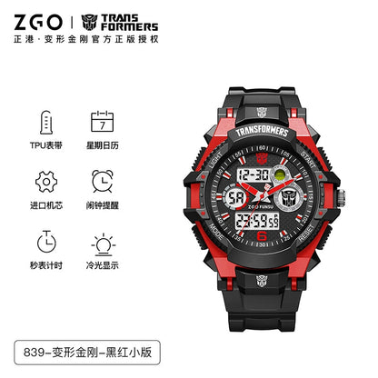 Transformers Children's Sports Electric Watch 50M Waterproof Glow in the Dark