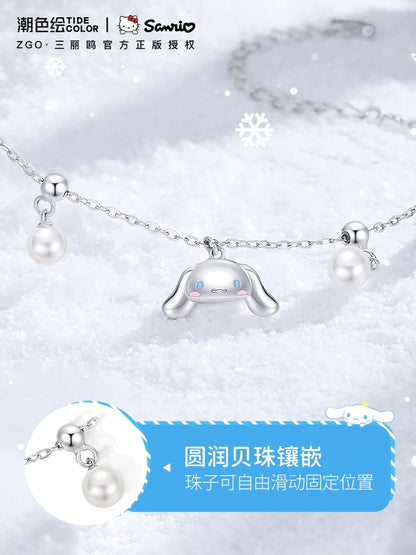 Cinnamoroll Bell Pearl 925 Sterling Silver Bracelet