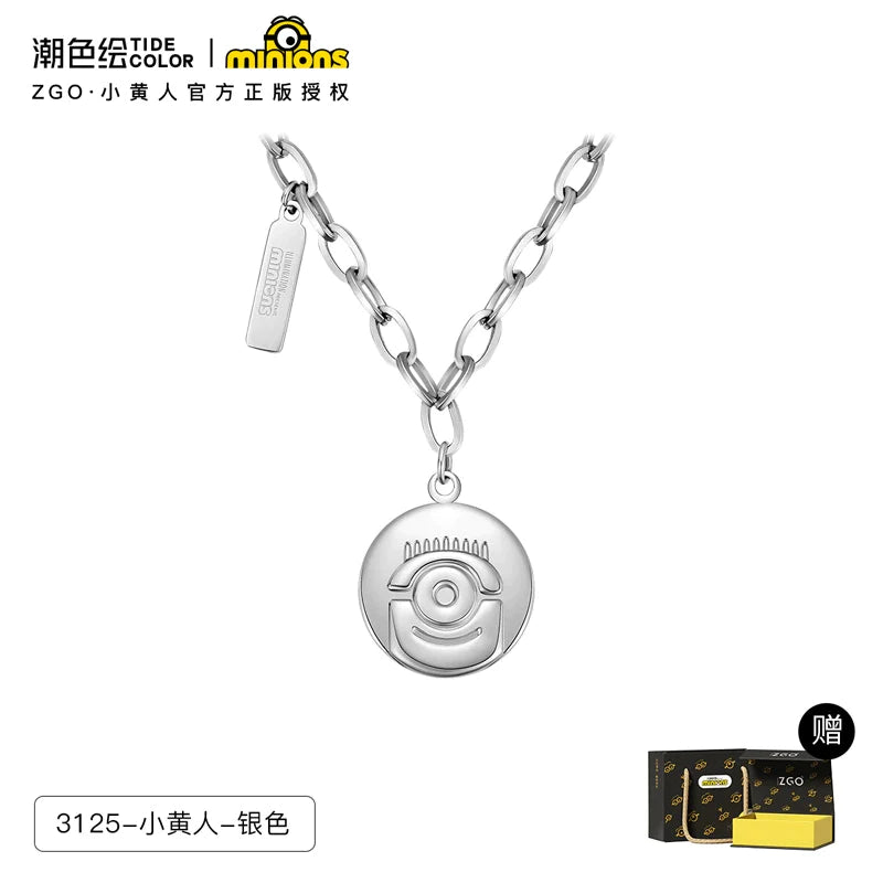 Minions Smiley Face Titanium Steel Necklace