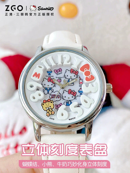 Hello Kitty Afternoon Tea Quartz Watch 30 Meter Waterproof Glow in the Dark