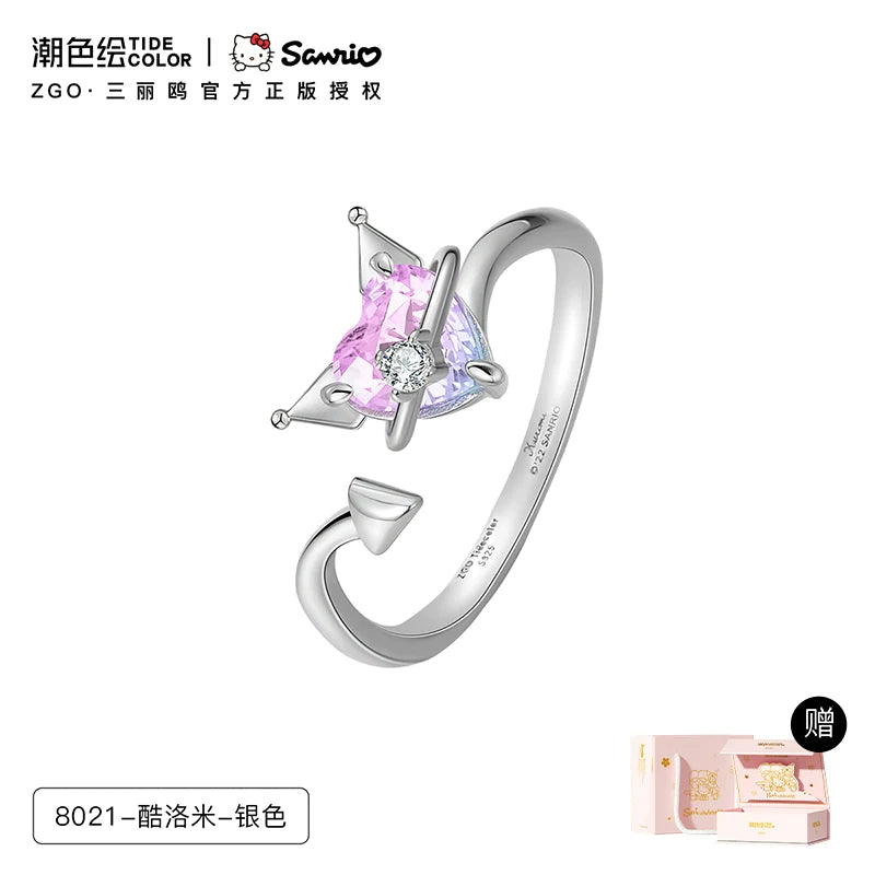 Kuromi Purple Planet 925 Sterling Silver Open Ring