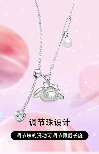 My Melody Pin Pearl Zircon 925 Sterling Silver Necklace