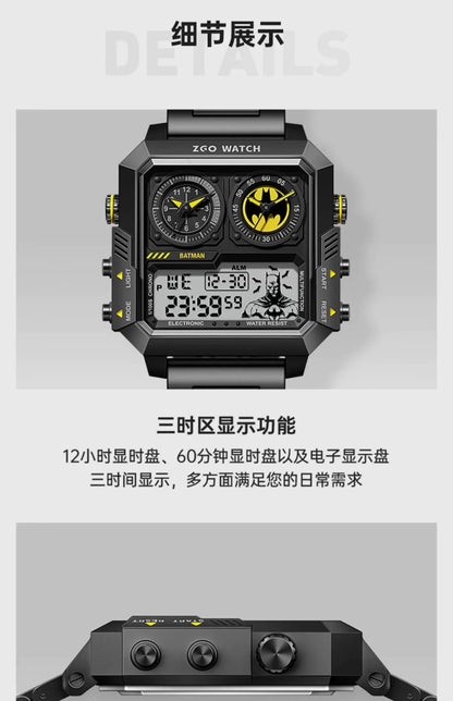 Batman Stainless Steel Men's Sports Watch 50M Waterproof Glow in the Dark