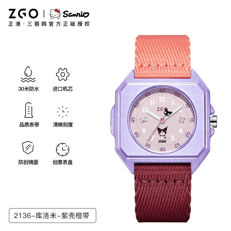 Kuromi Purple Stainless Steel Quartz Watch 30M Waterproof