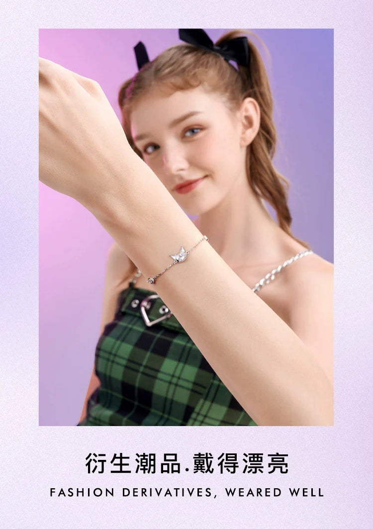 Kuromi Candy Bow 925 Sterling Silver Bracelet