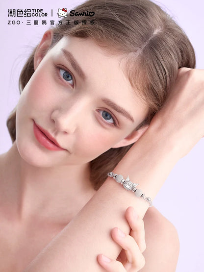 Kuromi 3D Crystal 18K Platinum Plated 925 Sterling Silver Bracelet