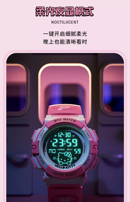 Hello Kitty Pink Sports Watch 50M Waterproof Glow in the Dark