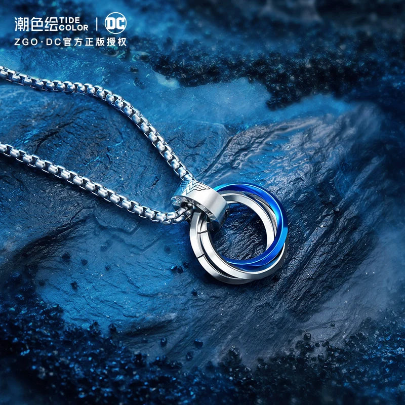 Justice League 3-Rings Titanium Steel Necklace