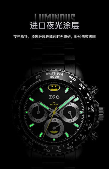 Batman Stainless Steel Quartz Men's Watch 50M Waterproof Glow in the Dark