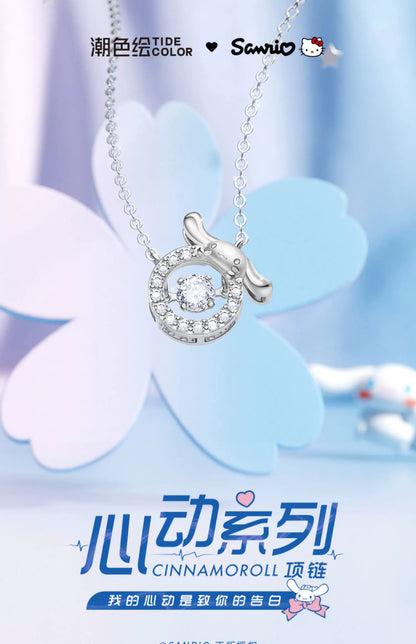 Cinnamoroll Beating Heart Zircon 925 Sterling Silver Necklace