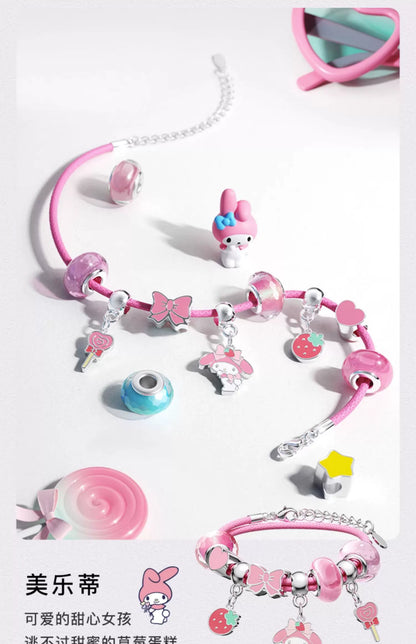 Sanrio Characters (Kuromi Cinnamoroll My Melody Hello Kitty) 4 Bracelets DIY kit