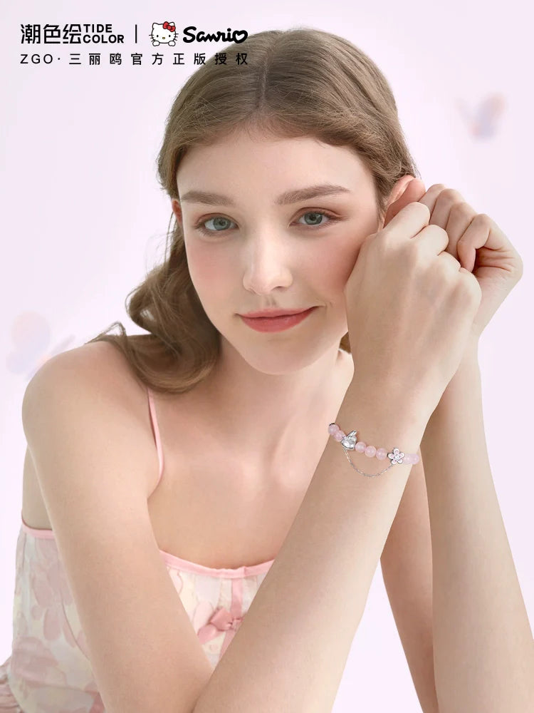 My Melody Peach Blossom Roze Quartz 925 Sterling Silver Bracelet