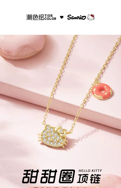 Hello Kitty Afternoon Series Doughnut/Ice Cream/Strawberry 925 Sterling Silver Necklace