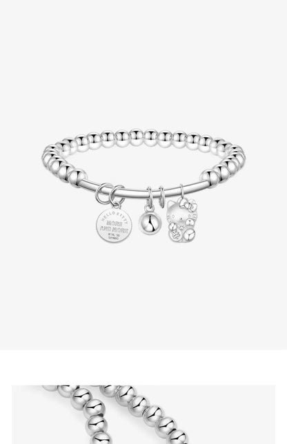 Hello Kitty Lucky Cat Bell 999 Fine Silver S925 Bracelet