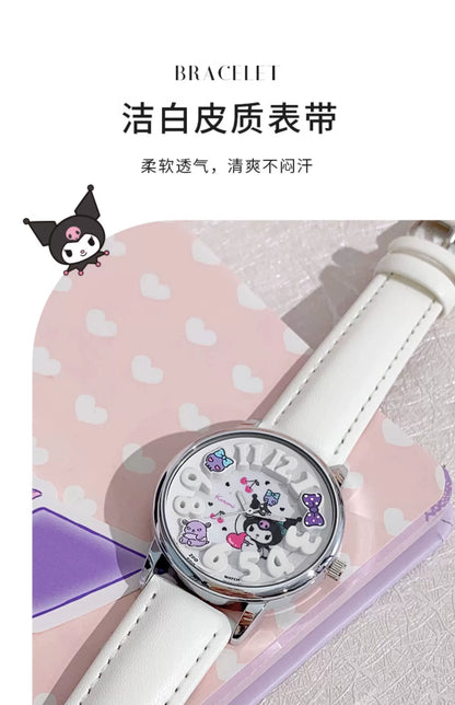 Kuromi Cherry Quartz Watch 30M Waterproof Glow in the Dark