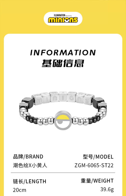 Minions Square & Round Titanium Steel Bracelet