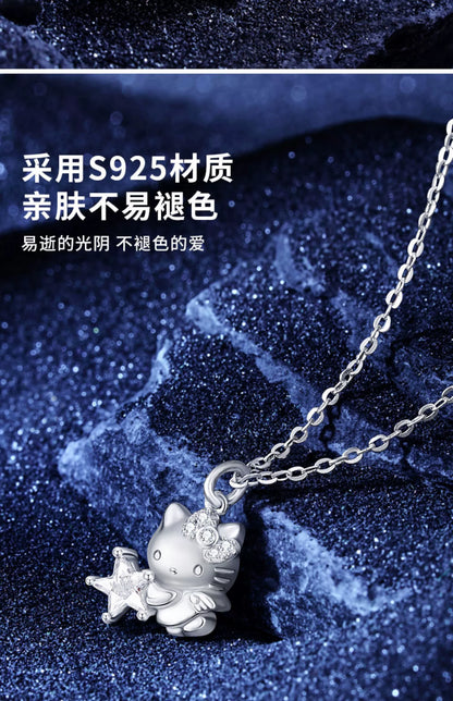 Hello Kitty Angel Lucky Star 925 Sterling Silver Necklace