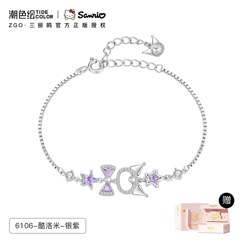 Kuromi Purple Stars 925 Sterling Silver Necklace