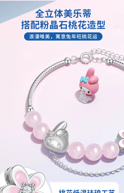 My Melody Peach Blossom Roze Quartz 925 Sterling Silver Bracelet