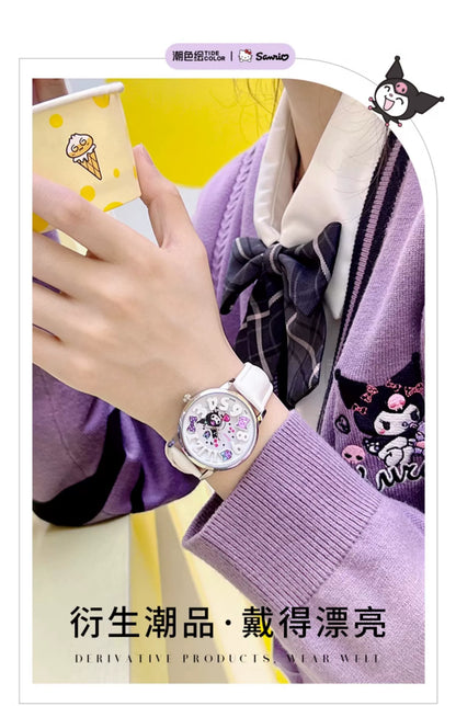 Kuromi Cherry Quartz Watch 30M Waterproof Glow in the Dark