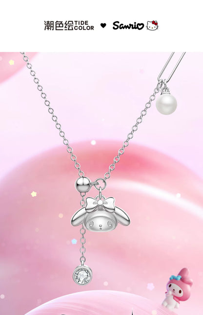 My Melody Pin Pearl Zircon 925 Sterling Silver Necklace