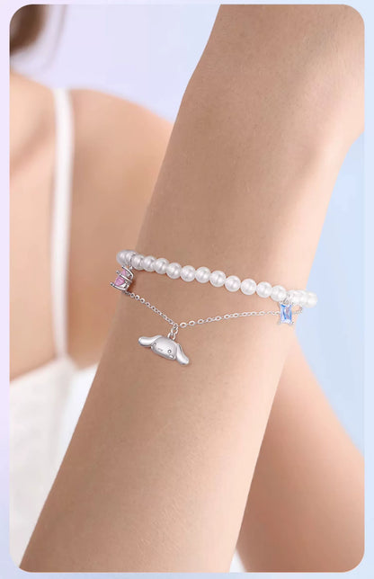 Cinnamoroll Pearl Double Layer 925 Sterling Silver Bracelet