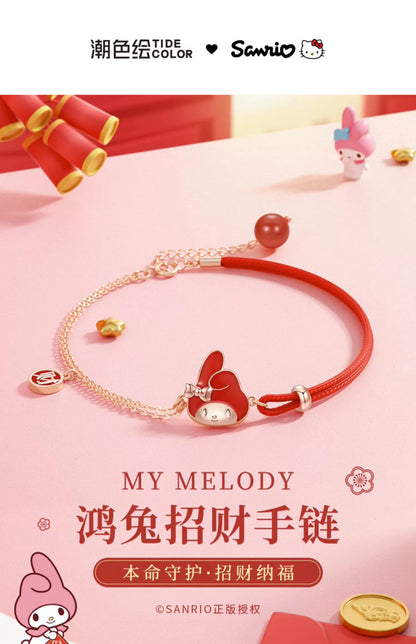 My Melody Red Agate 925 Sterling Silver Thermochromic Bracelet Wrist String